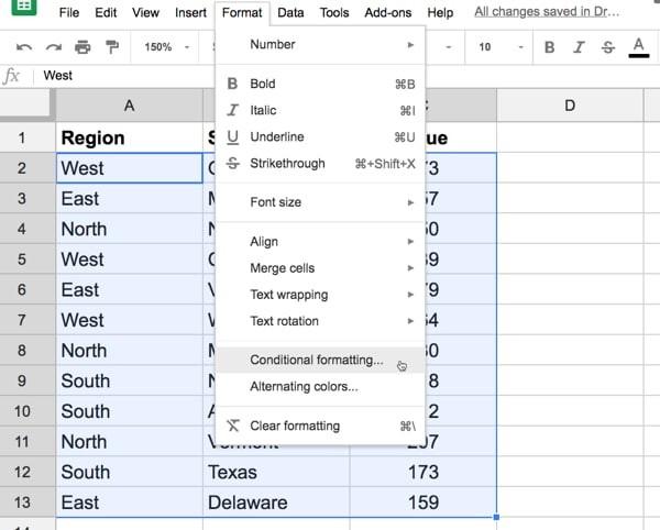 Cách sử dụng định dạng có điều kiện trên toàn bộ hàng trong Google Sheets